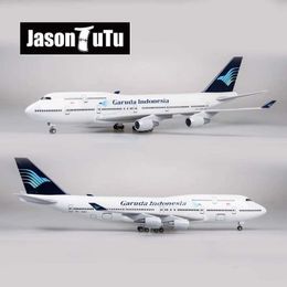 Aircraft Modle JASON TUTU 47CM Garuda Indonesia Boeing B747 Aeroplane Model Aircraft 1/160 Scale Diecast Resin Light and Wheel Plane Gift Y240522