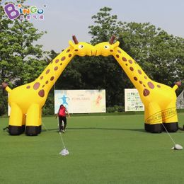 Design original de 10m de largura (33 pés) com gigante gigante de girafa inflável arhces ar soto de desenho animado Archway Archway Arqueado porta para o evento do zoológico