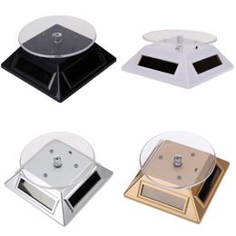 Wholesale-New Cool Fashion 3LED Colour Lights Solar Showcase 360 Turntable Rotating Jewellery Watch Ring Display Stand 037B Creative 200M