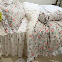 Bedding Sets QAN Fashion Set Lace Ruffle Duvet Cover Bed Sheet Skirt Bedspread Princess Cotton Fabric