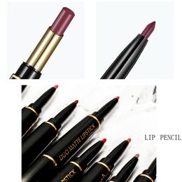 Double Ended Matte Lipstick Long Lasting Wateproof Lipsticks Brand Lip Makeup Cosmetics Dark Red Lips Liner Pencil