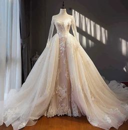 Gerçek görüntü yumuşak tül çıkarılabilir etek treni düğün dantel aplikeler kenar çıkarılabilir petticoat elbiseler için gelin