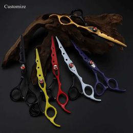Hair Scissors Customised Japanese 440c 6-inch 7-color Flame Gem Hair Clip Hair Clip Slim Barber Q240521
