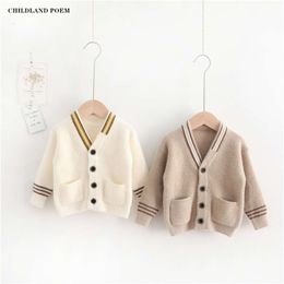 Knitted Baby Sweaters V-neck Kids Jumper Cardigans Woollen Boys Girls Toddler Cardigan Sweater L2405 L2405