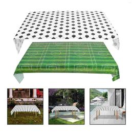 Table Cloth 2 Pcs Football Themed Tablecloth Party Layout Prop Protective Cover Soccer Rectangle PE Sports Supplies Birthday Props