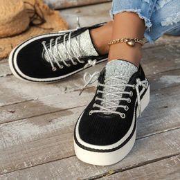 Casual Shoes 2024 Women's Low-top Vulcanized Round Toe Flat Lace-up Walking Women Versatile Comfortable