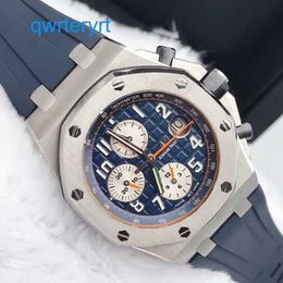 Luxury AP Wrist Watch Royal Oak Offshore Series Precision Steel Automatic Machinery 42mm Date Timing Function Mens Watch Blue Plate 26470ST.OO.A027CA.01 Rubber Strap