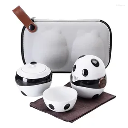 Teaware Sets Ceramic Panda Teapots With 2 Cups A Tea Portable Travel Office Chinese Set Mini Carrying Bag Philtre Cup Fine Gift