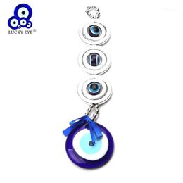 LUCKY EYE Blue Turkish Evil Eye Pendant Wall Hanging Silver Colour Bead Gifts Decorations for Car Office Home Living Room EY13661 317B