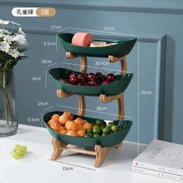 Decorative Plates Dining table tableware kitchen fruit bowl floor divided candy cake tray wooden H240521 030X