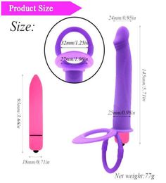 for orgasm 10 Speed Vibrating Double Penetration Strapon Anal Dildo Silicone Strap On Penis Anus Plug Sex Products Adult Toy1047379