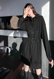 Women039s sweater dress fashion classic letter pattern autumn and winter Hooded Sweaters skirt slim temperament black Size SL8937822