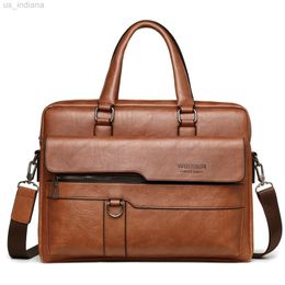 Briefcases 2022 Men Briefcase Bag High Quality Business Famous Brand PU Leather Shoulder Messenger Bags Office Handbag 14 inch Laptop b 247S