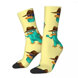 Men's Socks Perry The Platypus Harajuku High Quality Stockings All Season Long Accessories For Unisex Birthday Present