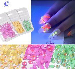 Luminous Crystal AB Nail Rhinestones Mix Size Glitter Glass Gem 3D Charm Flatback Strass Fluorescence Nails Art Decorations5551547