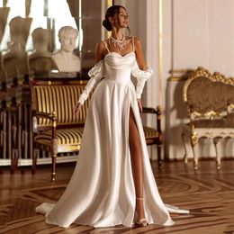 Doyeny Elegant Beach Boho Wedding Dresses Sweetheart con perline paillettes Coat Brids Abiti da sposa Spalato Vestitido