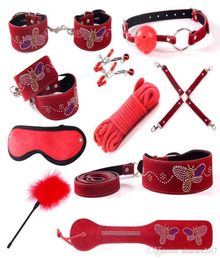 10PcsSet BDSM Bondage For Faloimitator Menottes Esposas Para El Sexo Flogger SM Whip Handcuffs Fetish Nipple Clamps Sex Toys5004382795992