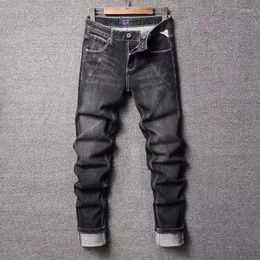 Men's Jeans Italian Style Fashion Men Black Stretch Trousers Elastic Slim Fit Vintage High Quality Designer Denim Pants