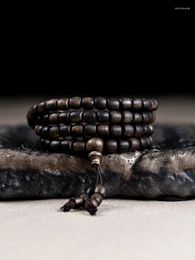 Strand Nine Points Submerged Brunei Black Oil Old Agarwood Bracelet Fidelity Eaglewood 108 Pieces Barrel Shaped Female Prayer Beads