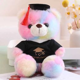 Plush Dolls 23cm graduate bear stuffed animal plush toy with cap pillow childrens Valentines birthday baby gift H240521 5C9C