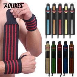 AOLIKES 1Pair Weightlifting Wraps Professional Wrist Support with Heavy Duty Thumb Loop - Best Wrap for Strength Training L2405