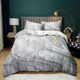 Bedding sets Gold marble pink bedside table set 3D down duvet cover comfort double large room decoration childrens modern H240521 TU06