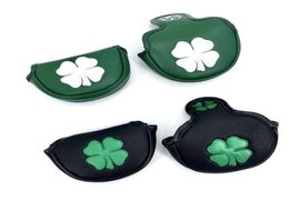 1pc Clover Four Leaf Clover Pattern Golf Putter Cover PU Leather Golf Mid Mallet Putter Club Head Cover with Magnetic Closure 22065359769