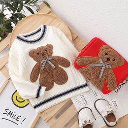 2022 Autumn Winter Girls Boys Cute Cartoon Bear Sweters Baby Children Children Kniting koszulka L2405