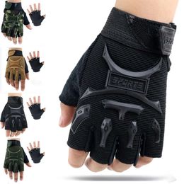4-14 Years Old Kids Tactical Fingerless Gloves Army Military Camo Anti-Skid Mittens Half Finger Boys Children Sports Cycling L2405