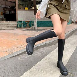 Boots Vichelo Cow Split Leather Riding Long Thick High Heels Waterproof Mature England Style Winter Zipper Thigh