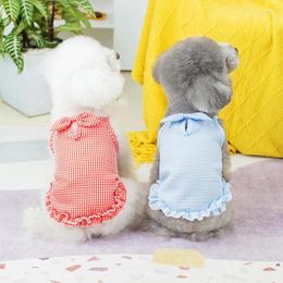 Dog Apparel Pet Small Plaid Slip Dress Summer Clothes Simple Cute Puppy Pullover Birthday Gift XS-XL