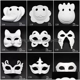 Party Masks Stock Makeup Dance White Embryo Mod Diy Painting Handmade Mask Pp Animal Halloween Festival Paper Face Drop Delivery Hom Dhbsf