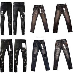 Mens Jeans Designer Jeans Luxury Brand Embroidery Pattern Skinny Zipper Jean Denim Ripped Hole Rock Pant Distressed Modern Motobiker Black Blue Slim Fit Pantsqbj7