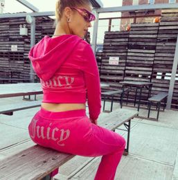 Juicy Apple Womens Tracksuits Velvet Sewing Suits Outfit Two Piece Jogging fashion cool Velour Sweatshirt Met Hoodie Pants Motion current 418iwfg