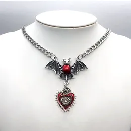 Pendant Necklaces Gothic Red Bat Necklace Devil's Eye Heart