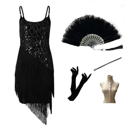 Casual Dresses Women Ball Banquet Sling Gatsby Makeup Dress Y2K 1920S Vintage Sequins Sexy Tassel Party Gown