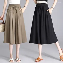 Women's Pants 40-80KG Womens Summer Skirt Shorts Female Polyester Loose With Pockets Plus Size Keen Lenght In Black