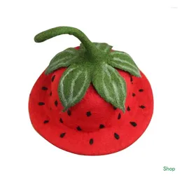 Berets Dropship Felt Strawberry Bucket Hat For Women Sweet Fruit Fedoras Girl Funny Party Music Festival Dress Up