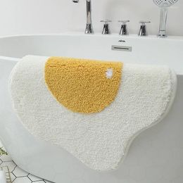 Carpets Soft Tufted Poached Egg Bath Mat Entrance Hallway Doormat Non-slip Bathroom Floor Home Decor Cartoon Bedside Area Rug