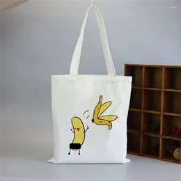 Shopping Bags High Quailty Grocery Store Tote Bag Student Book Banana Cartoon Printed Reusable Long Tough Strong Handles