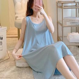 Women's Sleepwear Plus Size 4XL 5XL Vest Nightgown Elastic Loose Casual Home Wear Sweet Cute Mid Length Nightdress Loungewear