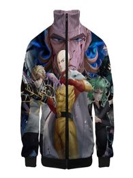 One Punch Man Costume 3d Stand Collar Hoodie Japanese Anime Men Women Zipper Hoodies Jackets Long Sleeve Cool 3D Sweatshirt Tops7772893