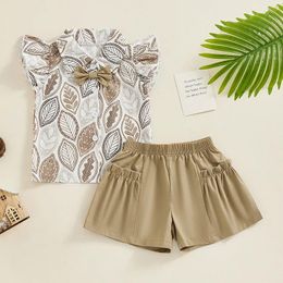 Clothing Sets Summer Infant Baby Girls 2pcs Shorts Clothes Toddler Sleeve Leaf Print Button Up Shirt Kids