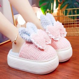 Slippers Candy Colour Ears Women's High Heel Flatform Mules Shoes Home Girls Woman Indoor Slides 2024