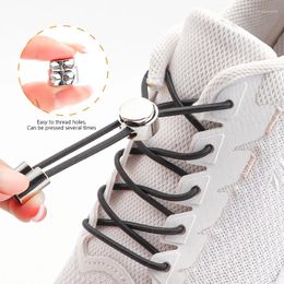 Shoe Parts Shoelaces Rubber Bands For Shoes High Quality Thin Sport Without Ties Metal Press Buckle Elastic Laces Sneakers