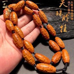 Link Bracelets Olive Nut Single Seed Stone Carving Dzi Bead Pendant Lanyard Bracelet Accessories Necklace Ball Neck Hanging