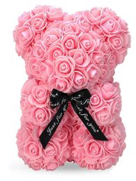 Decorative Objects Figurines 1 piece of artificial flower eternal rose teddy bear for moms birthday Valentines Day gift and decoration H240521 TXLA