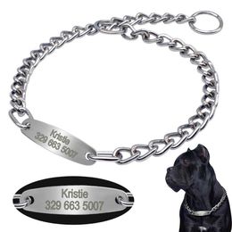 Dog Collars Leashes Personalized Pet Chain Choke Collar Pets Training Engraved ID Slip Choker For Medium Large Dogs Pitbull Pug Bulldog H240522