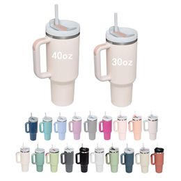 30oz Quencher H2.0 Stainless Steel Tumblers Cups with handle Lid And Straw Pink Pool Keep Drink Cold Travel Car mugs Outdoor Sports Water Bottles 0522