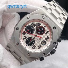 Top AP Wrist Watch Royal Oak Offshore Precision Steel 26170ST Automatic Mechanical Red Needle Timing Anti Magnetic White Plate Steel Band Mens Watch